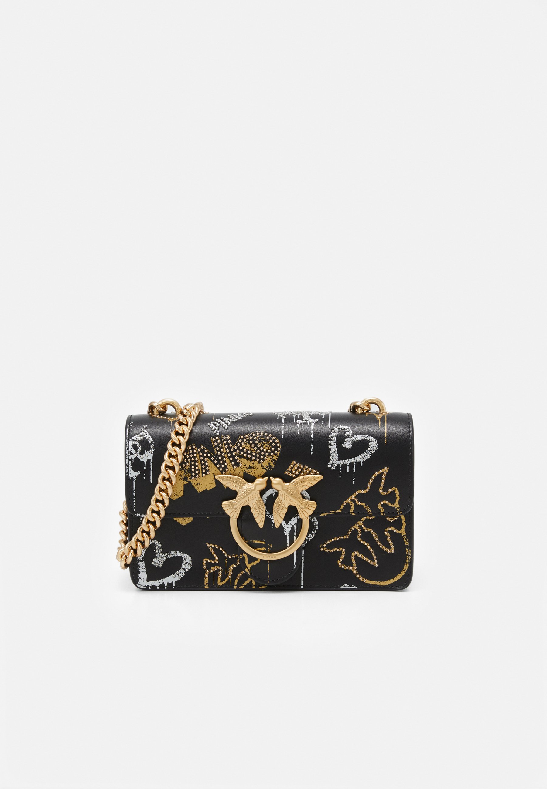 Pinko LOVE MINI ICON STREET ART Axelremsväska black Pinko LOVE MINI PUFF QUILT PINS Axelremsväska black