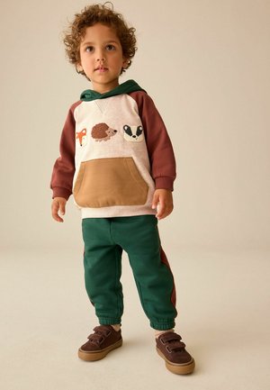 Next, REGULAR FIT - COLOUR BLOCK HOODIE AND JOGGERS SET - Trainingsanzug - burgundy ecru green