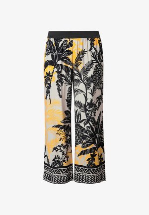 Ulla Popken, TROPICAL FOLIAGE ELASTIC WAIST - Bukser - grey/beige