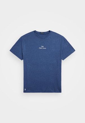 Navy blue cotton t-shirt with short sleeves, crew neckline, and "Polo Ralph Lauren" embroidered in white on the chest. Small logo at hem.
