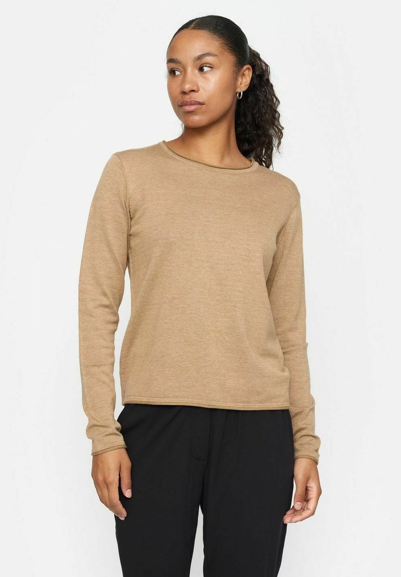 Soft Rebels O-NECK ROLL EDGE - Neule -   tigers eye melange
