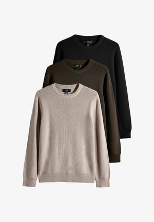THE SET, 3 PACK FISHERMAN CREW NECK JUMPERS - Svetrík - black