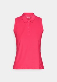 Ružové polo tričko bez rukávov s golierom, s piatimi gombíkmi, hladkou textúrou a logom Nike na výstrihu.