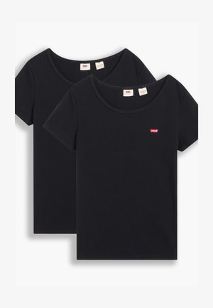 Camisetas de algodón negras en un pack de dos, con un cuello redondo, mangas cortas y un pequeño logo rojo de Levi's en el pecho.