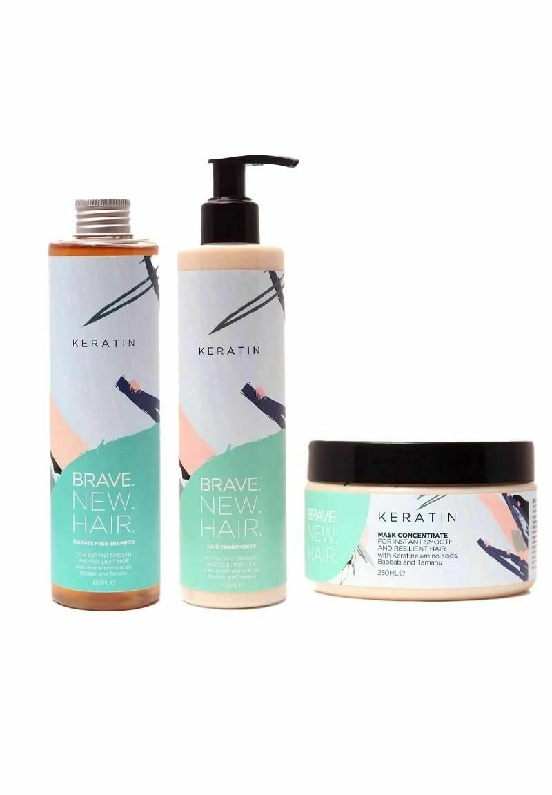 Brave. New. Hair. - 3-PACK BRAVE. NEW. HAIR. KERATIN SCHAMPOO + CONDITIONER + MASK - Hiusnaamio - transparent, Suurenna