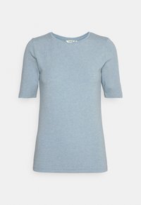 Ljusblå kortärmad t-shirt i mjukt, stretchigt material. Har en rund halsringning och en slim fit-design. Slät textur.