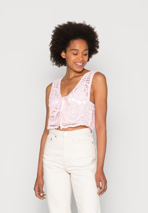 CROCHET VEST - Väst - pink