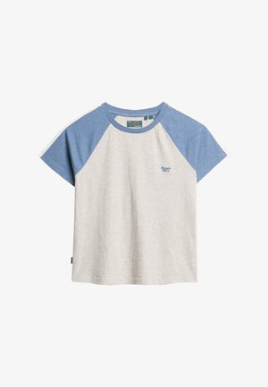 Superdry & Co ESSENTIAL LOGO SLUB RETRO - T-Shirt print - wedgewood blue glacier grey