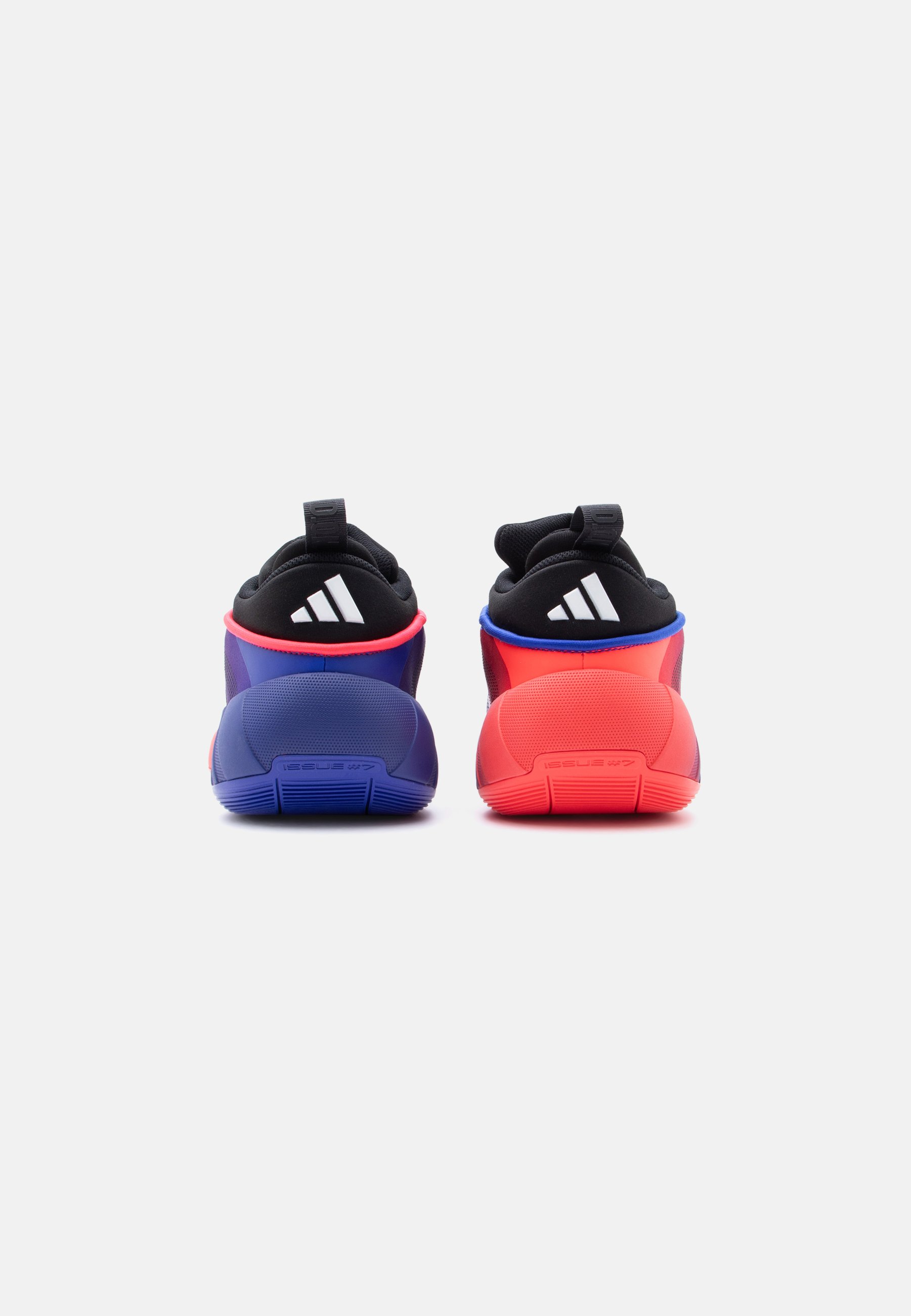 red and blue mismatched basketball shoes