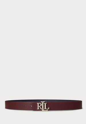 LOGO REVERSIBLE PEBBLED LEATHER BELT - Gürtel - navy/dark garnet