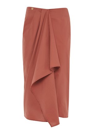 WITH DRAPE - Maxi skirt - rust