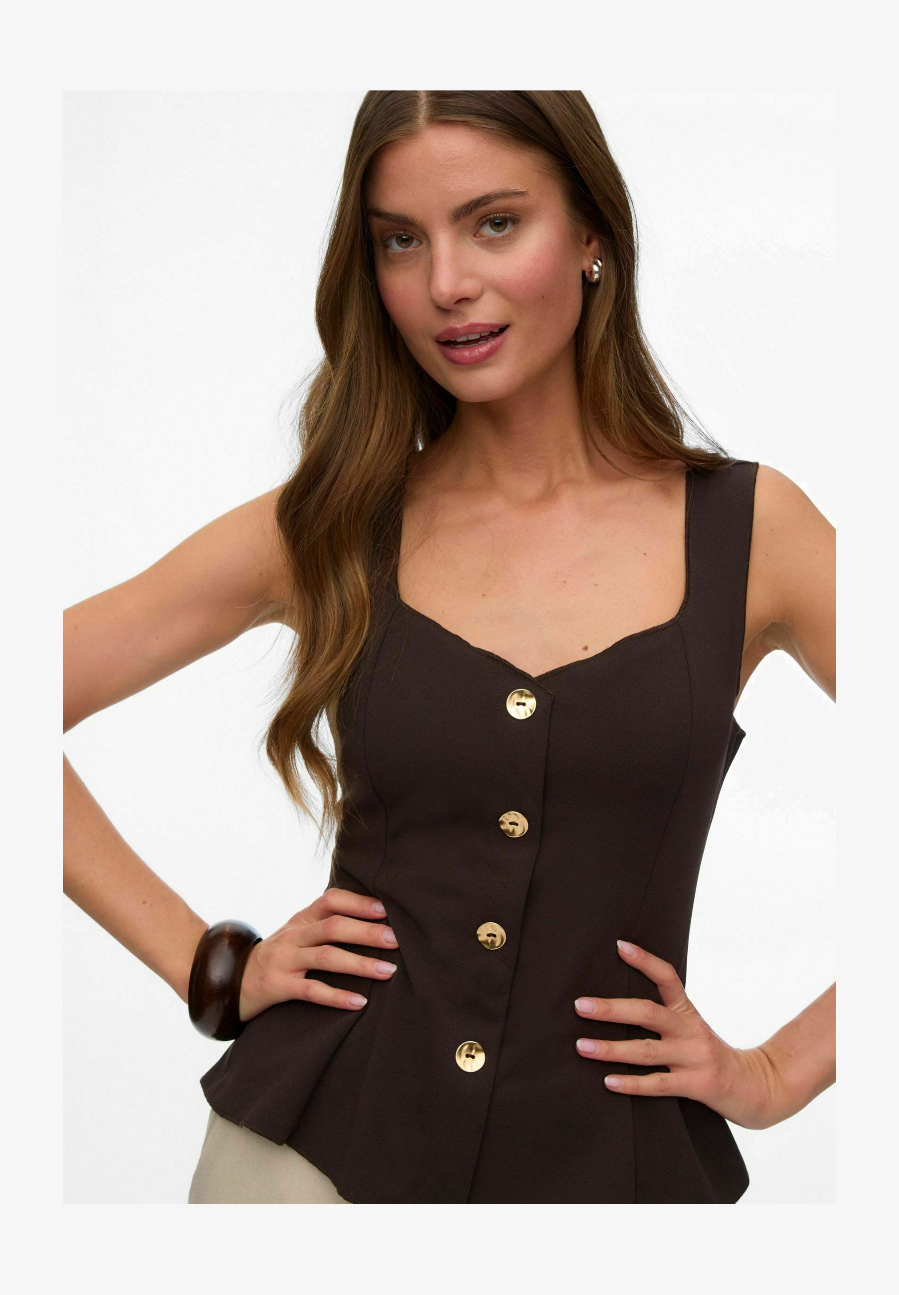Canotta Donna Senza Maniche In Poliestere, Spalline Sottili, Scollo Sexy, Nero, Taglie Forti Fino A 3XL, Top Estivo Per Casual E Sport
