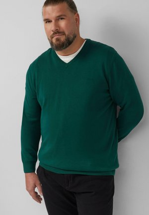 MIT LOGO-STICKEREI - Strickpullover - tannengrün