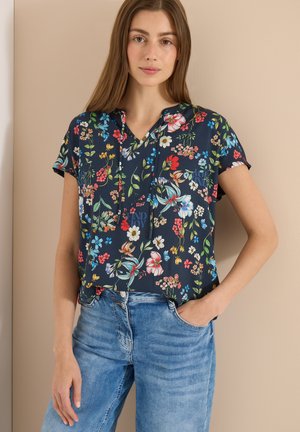 Cecil KURZARM BLUSE MIT STRUKTURMIX UND PRINT - Bluse - universal blue