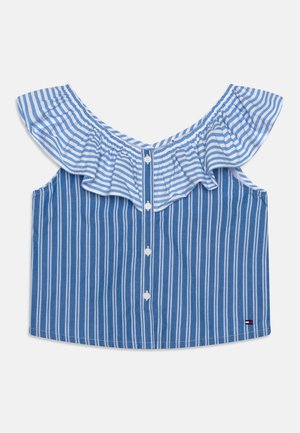 Tommy Hilfiger MIXED STRIPE FRILL TOP - Blusa - blue spell/white