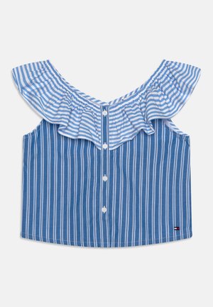 MIXED STRIPE FRILL TOP - Blouse - blue spell/white