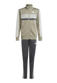 adidas Performance SEASONAL ESSENTIALS TIBERIO 3 STRIPES SET - Tuta - silver pebble/grey six/metal grey/white