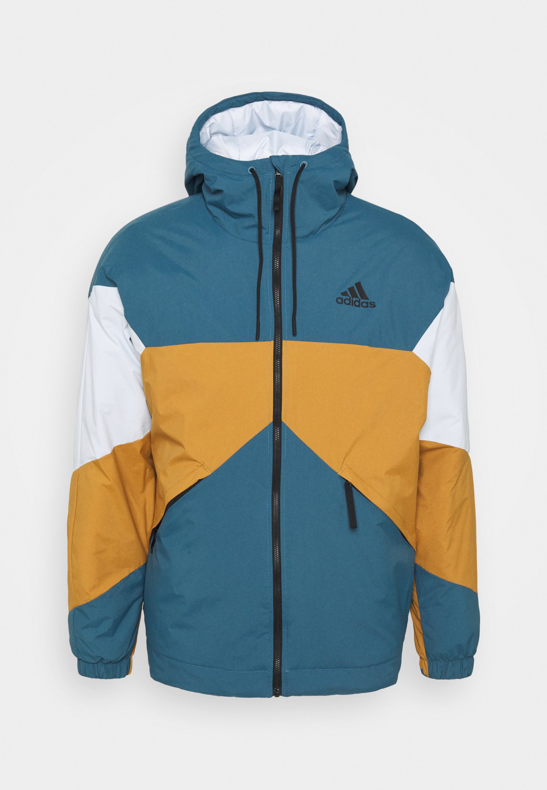 blue orange and white adidas jacket