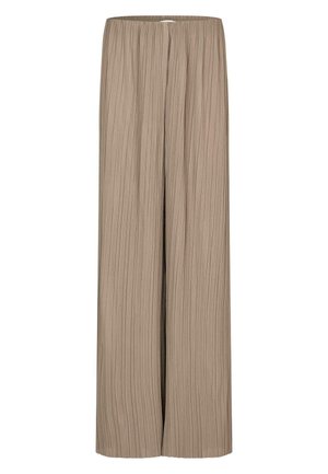 Weite Hosen aus plissiertem Stoff in einem sanften Beigeton. Mit einem elastischen Bund für angenehmen Tragekomfort und einem fließenden Design.