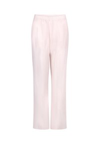  Lichtroze broek met een ontspannen pasvorm, voorzien van verticale strepen, een elastische tailleband en een soepel stof voor comfort.