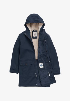 Marine parka jas met een capuchon, voorzien van een zachte fleece voering, voorzakken en een ritssluiting. Inclusief merktekens aan de binnenkant.