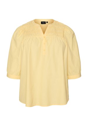 Zizzi, BLUSE MIT SMOCK UND 3/4-ÄRMELN - Blúzka - gelb