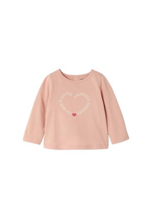 Rosa Baby-Langarmshirt mit rundem Halsausschnitt und herzförmigem Text mit der Aufschrift "Little princess forever in daddy's."