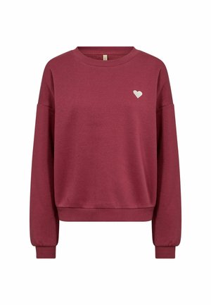 Tumesinine pikkade varrukatega ümar-kaelusega dressipluus soonikuga varrukaotste ja alaäärega, millel on vasakul rinnal väike valge süda.