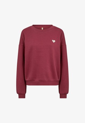 Tumesinine pikkade varrukatega ümar-kaelusega dressipluus soonikuga varrukaotste ja alaäärega, millel on vasakul rinnal väike valge süda.