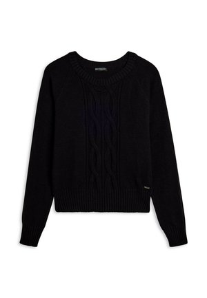 GIROCOLLO IN CON TRECCE VERTICALI - Maglione - black