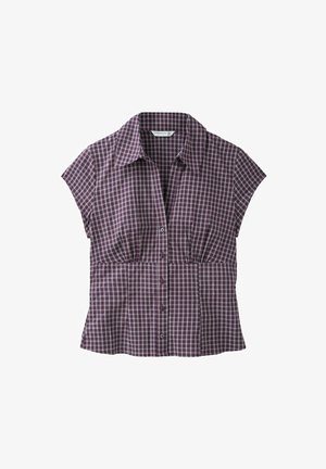 Stradivarius, SHORT SLEEVE UNDER-BUST SEAM SHIRT - Button-down blouse - purple