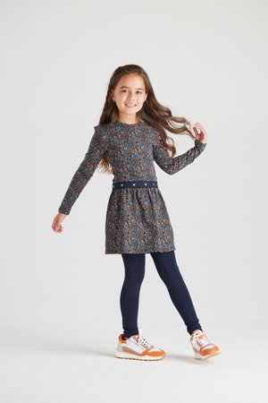 MAGGY - Jurk - blauw oranje print bruin mosterd