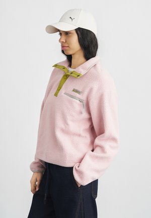 HELVETIA CROPPED HALF SNAP  - Pulover din fleece - pink agate/peppercorn/flint grey