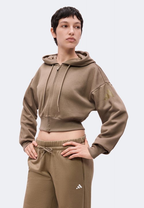 adidas ESSENTIALS CONTEMPORARY FULL ZIP HOODED JACKET - Zip-up sweatshirt - khaki six — photo 4