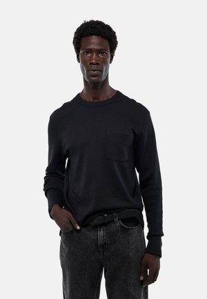 COL ROND MANCHES LONGUES AVEC POCHE POITRINE EN  - T-shirt à manches longues - noir