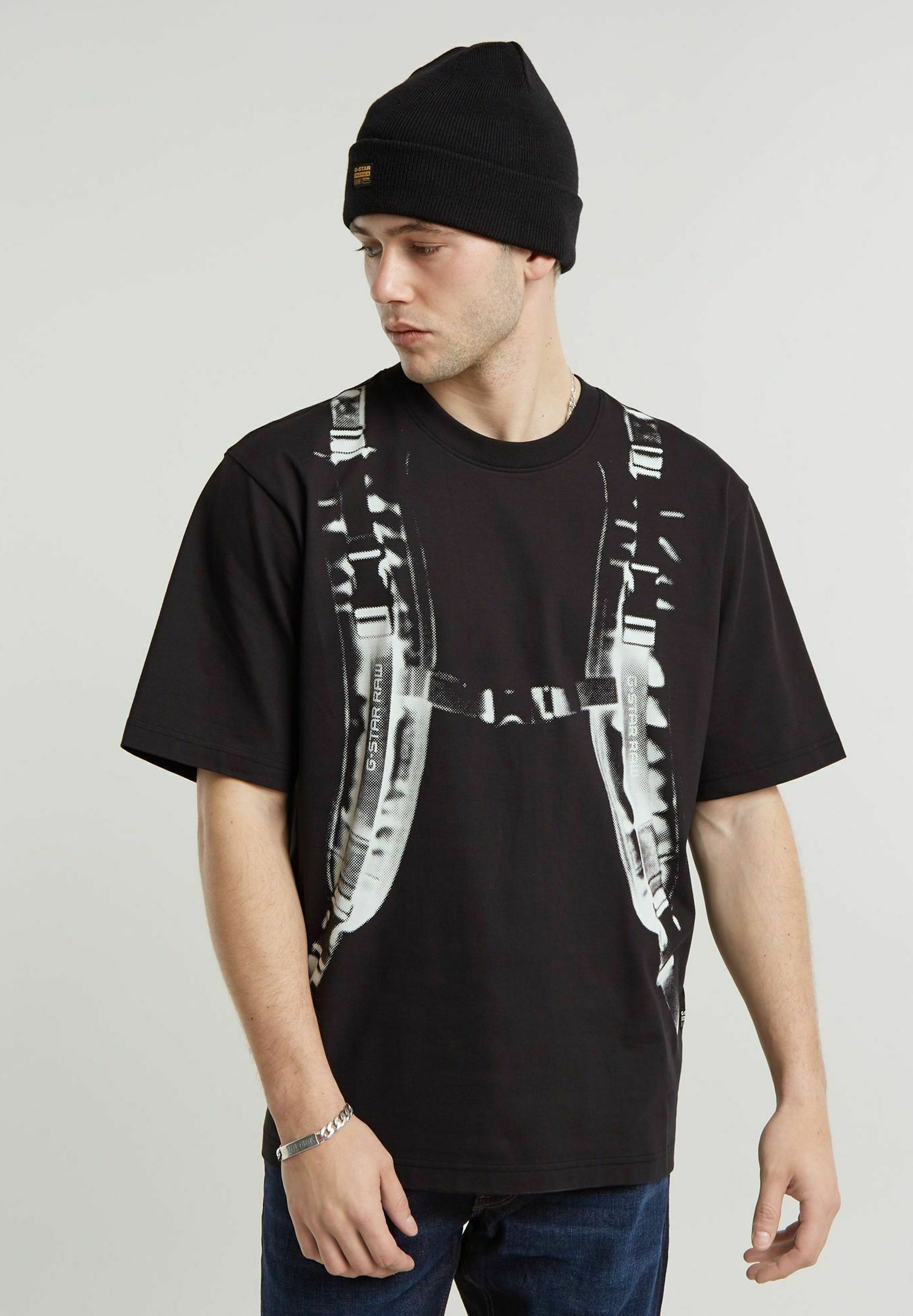 送料込★G-Star★Backpack Tシャツ G-STAR BACKPACK GRAPHIC BOXY - Print T-shirt - dk black