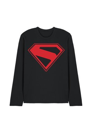 Black long-sleeve shirt with a large red Superman shield logo centered on the chest.