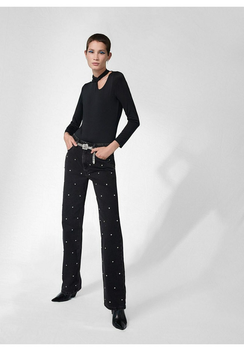 Calliope SLOUCHY CON STRASS Jeans a sigaretta nero/nero denim