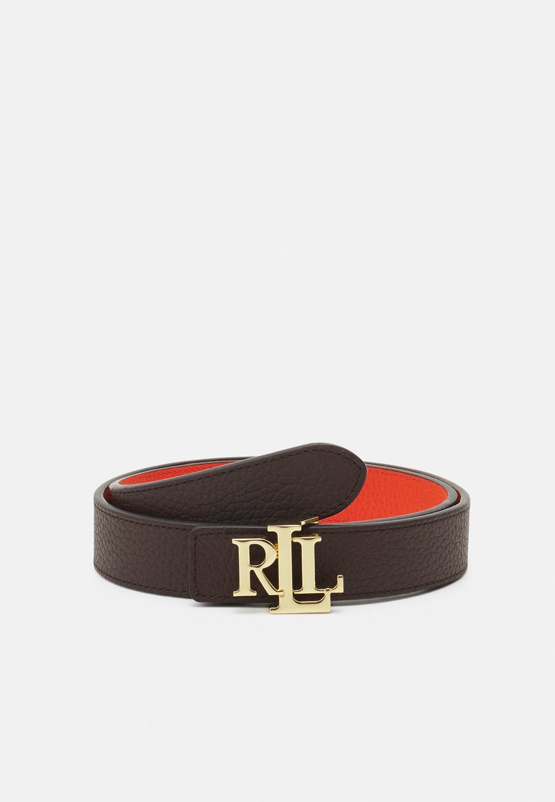 Lauren Ralph Lauren LOGO REVERSIBLE PEBBLED LEATHER BELT - Ceinture - chestnut brown/harvest 