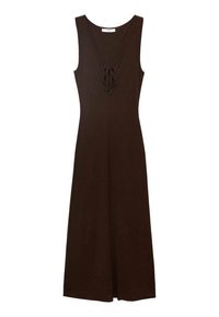 WITH BOW NECKLINE - Maxi-jurk - brown