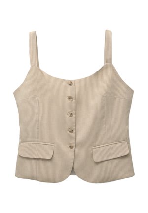 PULL&BEAR PINSTRIPE STRAPPY  - Bodywarmer - sand
