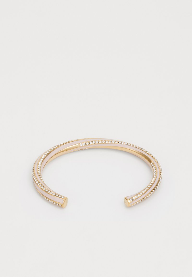 Bracelet Manchette Métal Doré Avec Strass Roses – Occasion En état Neuf