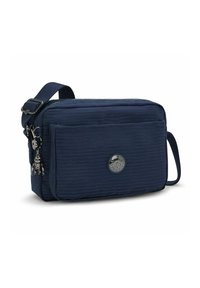 Borsa a tracolla blu navy realizzata in tessuto testurizzato, con chiusura a zip, tasca frontale e accessori in argento con dettaglio a charm.