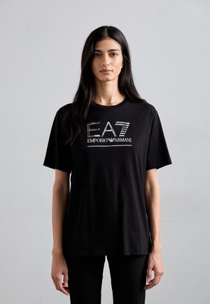 T-shirt imprimé - black/silver-coloured