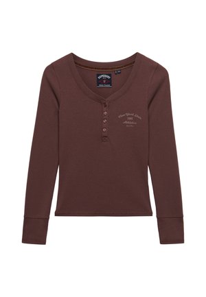 Superdry & Co, SUPERDRY ATHLETIC BUTTON DOWN LONG SLEEVE TOP.. - Maglietta a manica lunga - french roast brown
