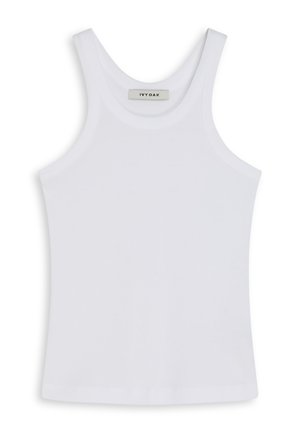 Weißes Tanktop aus glattem Stoff, mit einem runden Ausschnitt und breiten Schulterträgern, innen mit einem Etikett "IVY OAK".