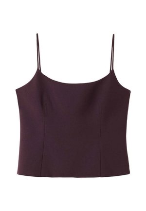 Caraco bretelles fines violet foncé avec un décolleté droit et une coupe simple et ajustée.