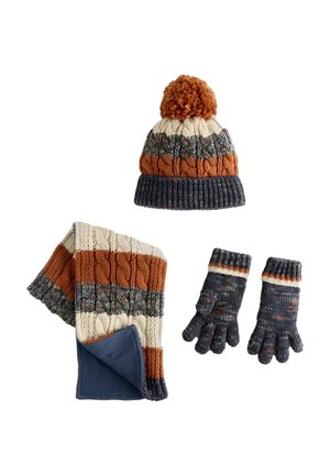 REGULAR FIT SET 3 PIECE - Gloves - navy blue rust orange