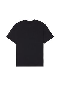T-shirt noir à manches courtes, col rond, présenté à plat, montrant le dos sans logos ni designs visibles.
