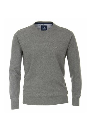 PULLOVER MIT RUNDHALS-AUSSCHNITT - Strickpullover - grau melange
